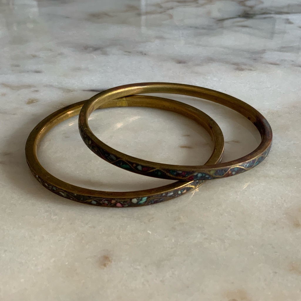 Set/2 Inlay Bangle Bracelets